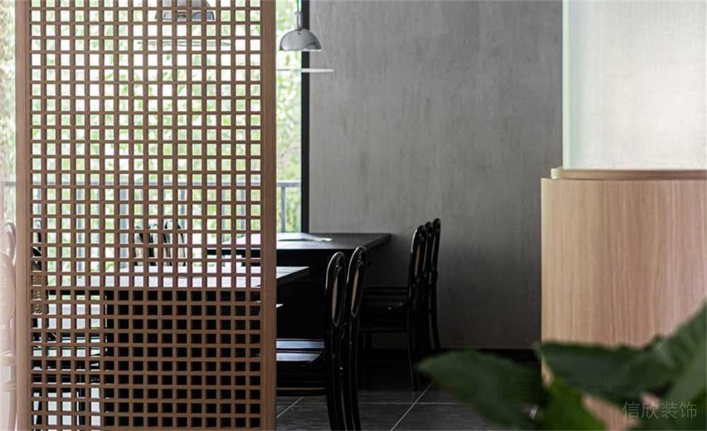 现代中式风格京味餐厅装修设计实木格栅