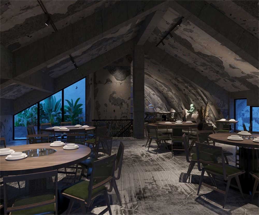深圳龙华后现代工业混搭式异域风情餐厅装修设计散座区