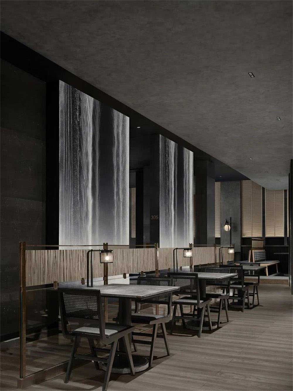简约风格日本料理铁板烧餐厅装修设计散座区