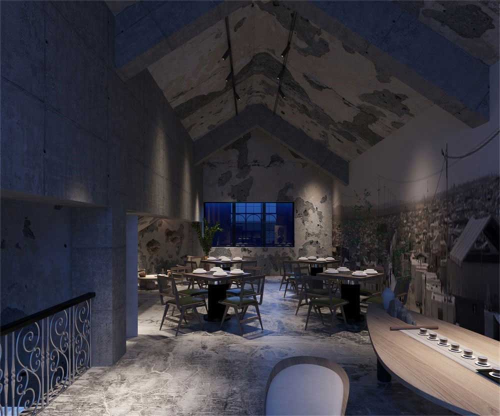 深圳龙华后现代工业混搭式异域风情餐厅装修设计灯光效果