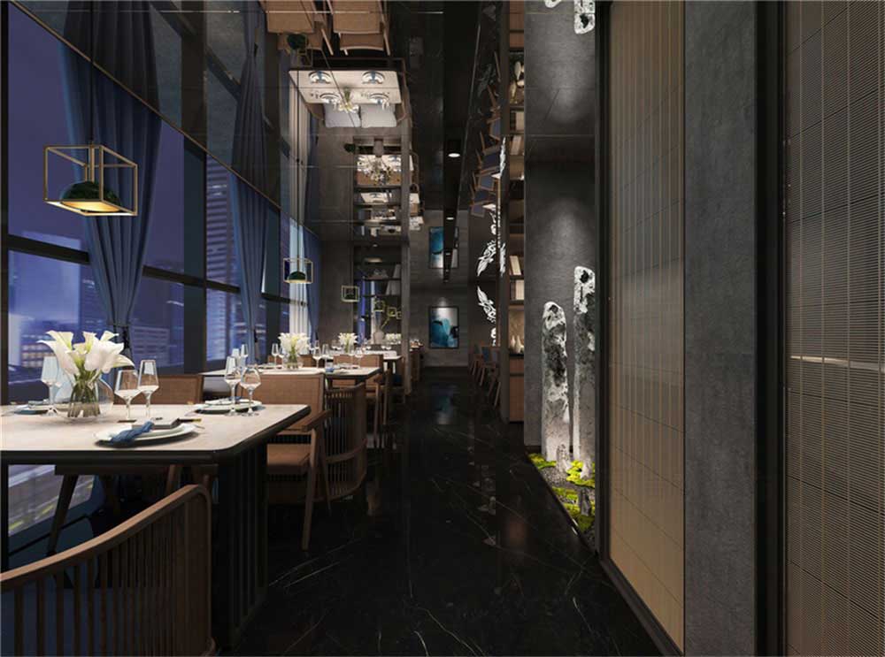 深圳龙岗现代中式风格餐厅装修设计用餐区