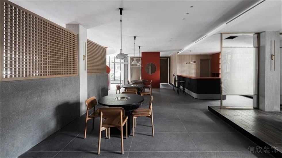 现代中式风格京味餐厅装修设计地面铺设