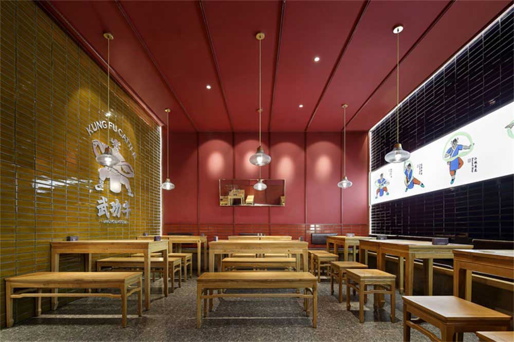 深圳新中式风格牛肉餐饮店装修设计案例元素概念