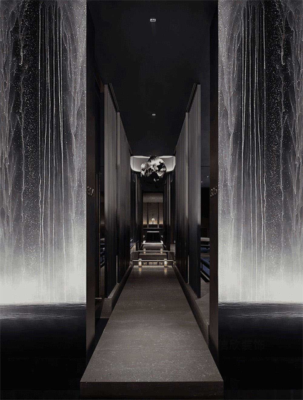 简约风格日本料理铁板烧餐厅装修设计走廊
