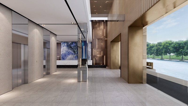 大鹏新区鑫园广场现代风格办公室装修不锈钢电梯门