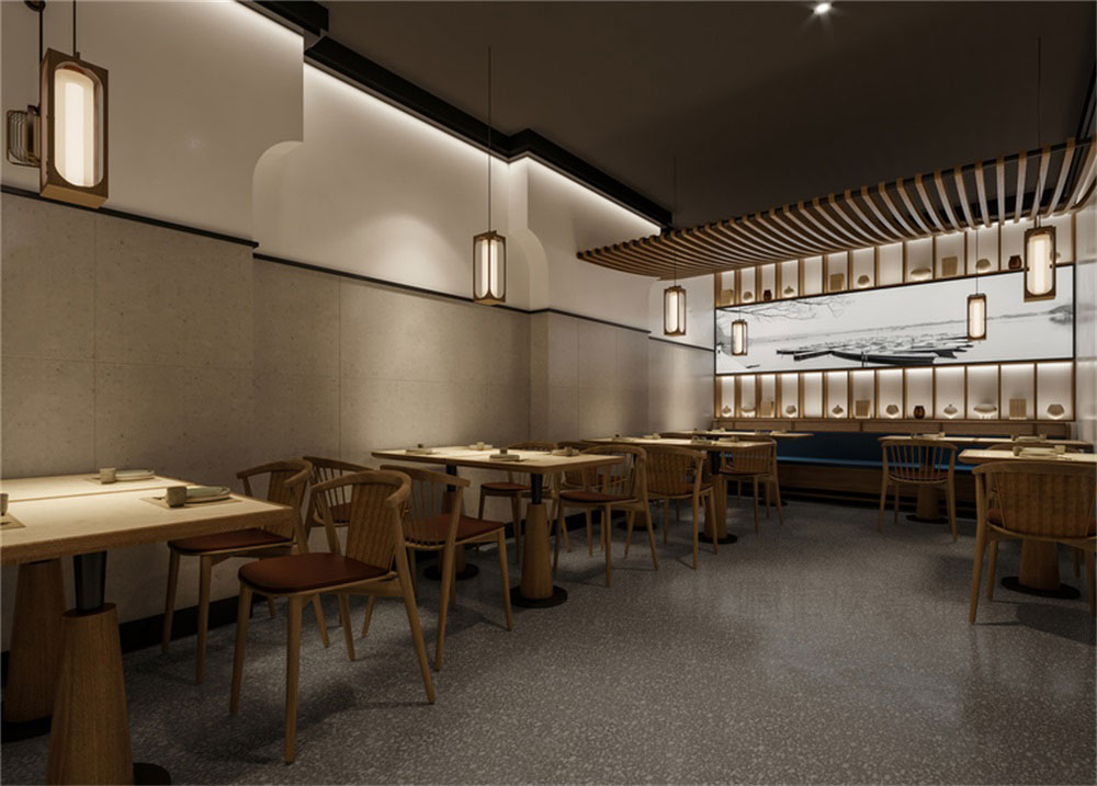 深圳宝安新中式风格渝派川菜餐厅装修设计工艺细节