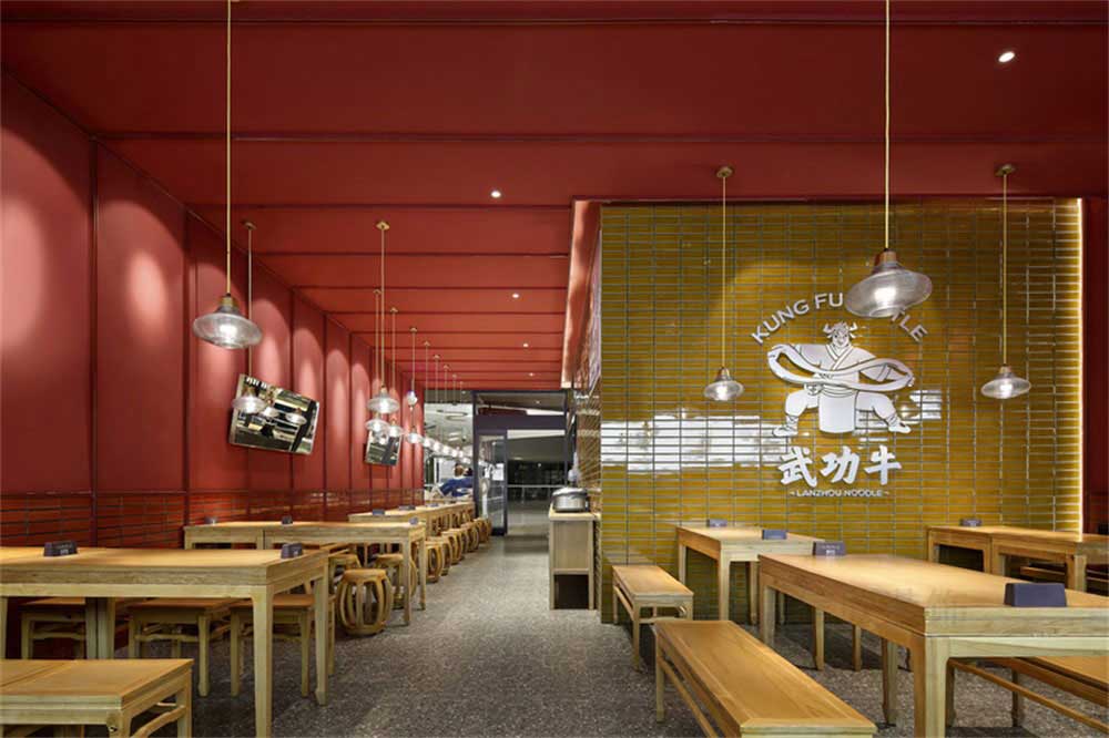 深圳新中式风格牛肉餐饮店装修设计案例氛围调性