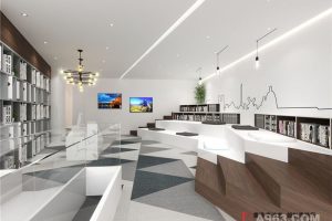 简约办公室装修阶梯休息区菱形地板静音设计现代简约设计图