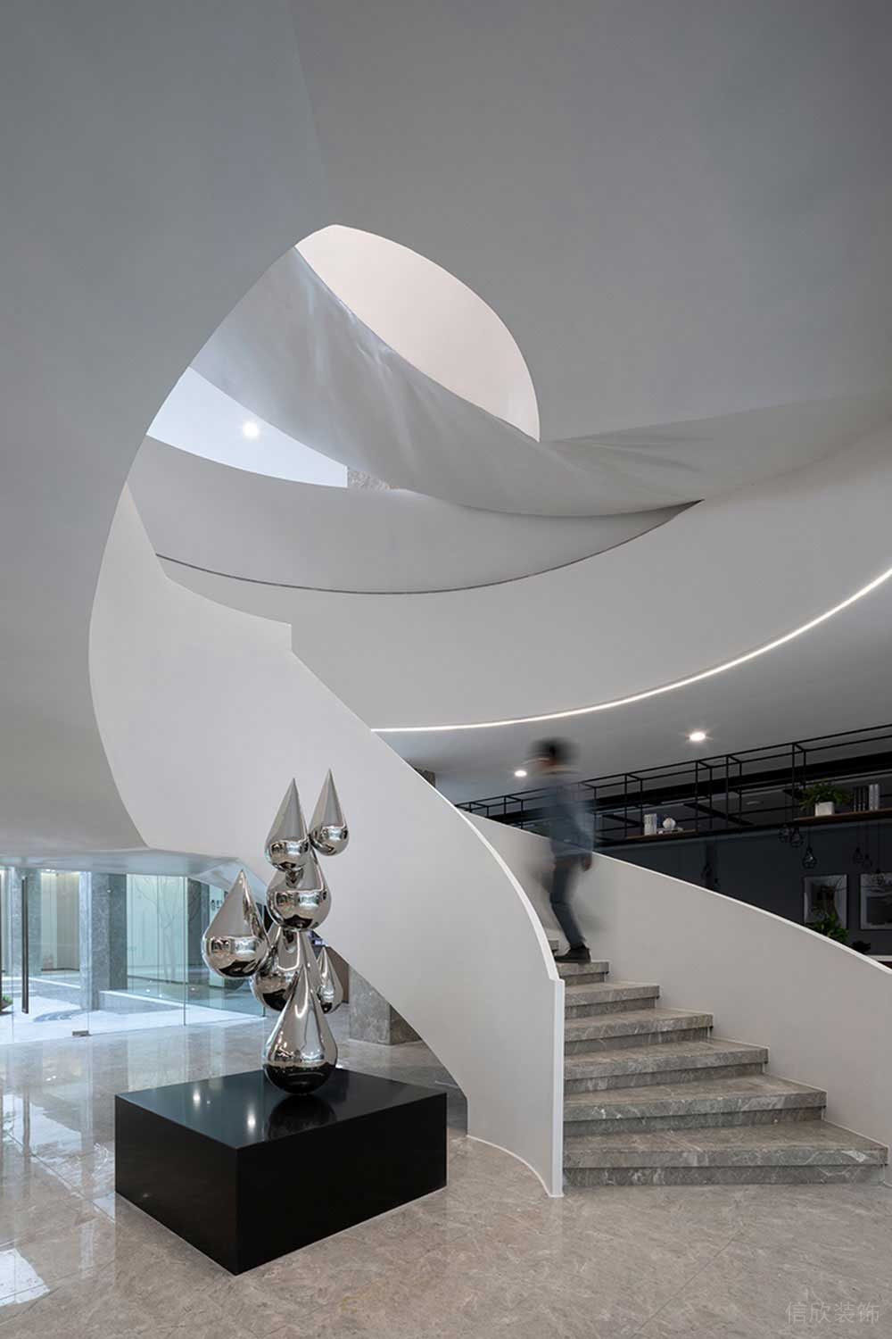 现代风格办公室项目楼梯厅设计装修图
