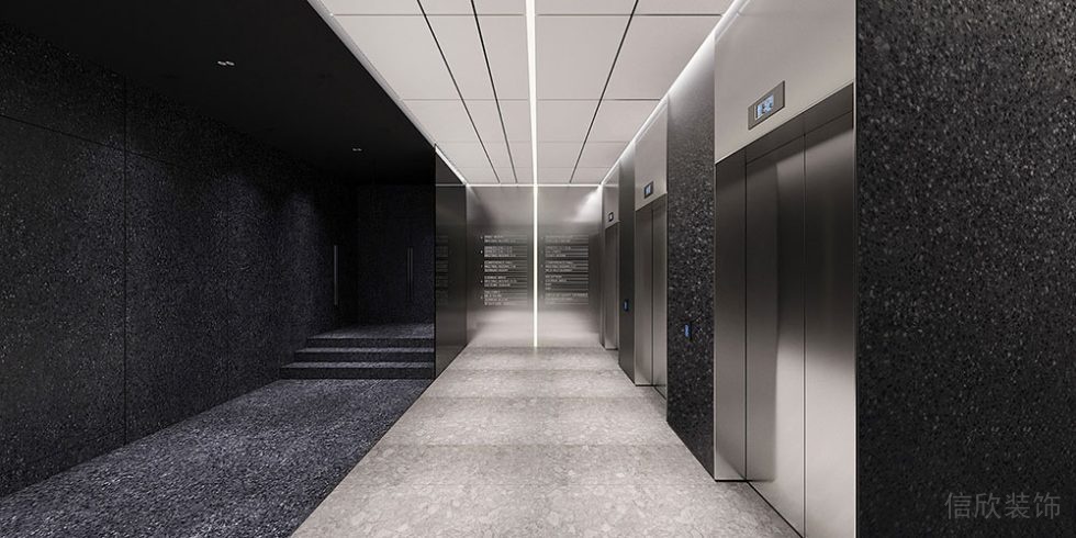 现代风格商务办公场所电梯厅空间装修图