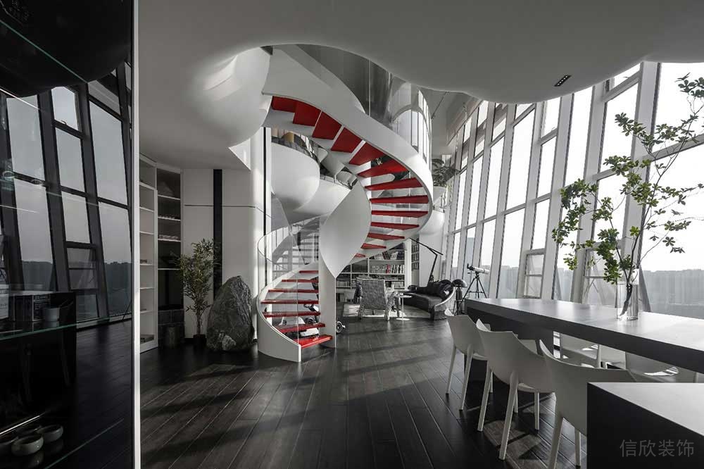 现代风格商务办公室楼梯厅设计装修图