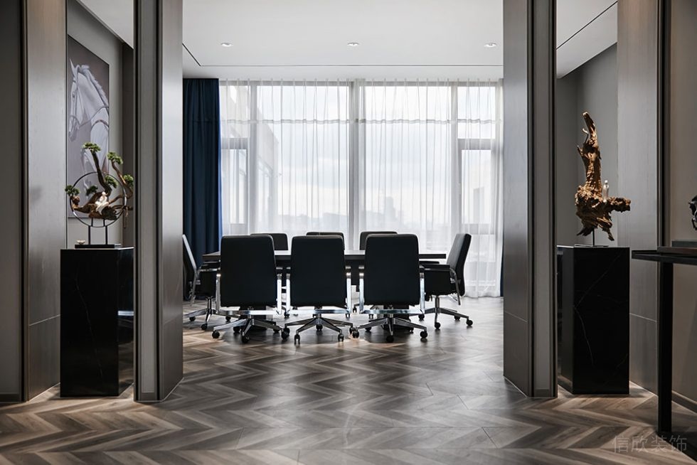 现代中式办公空间小型会议室装修图