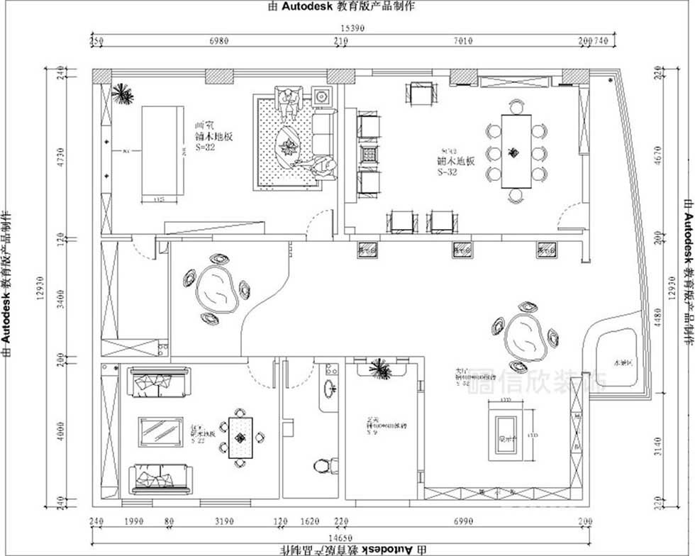 中式古玩字画展厅装修设计平面图