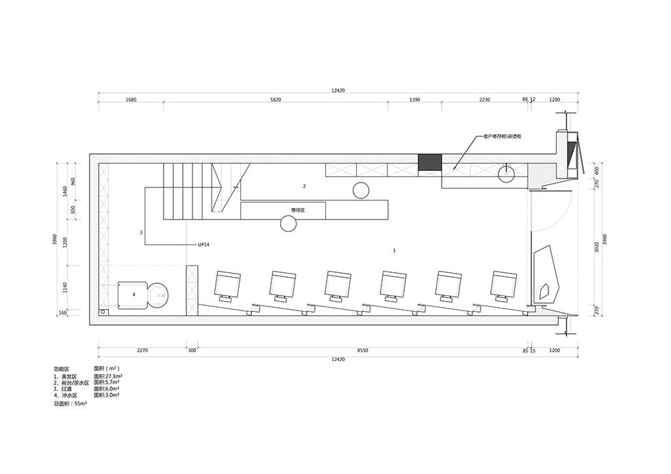 40平方小美发店一楼平面图