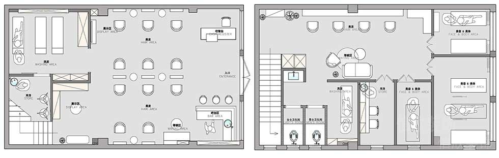 深圳福田美容美发spa馆装修设计平面布置