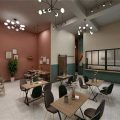 简约北欧风云南米线连锁餐馆深圳宝安店装修设计用餐大厅效果图