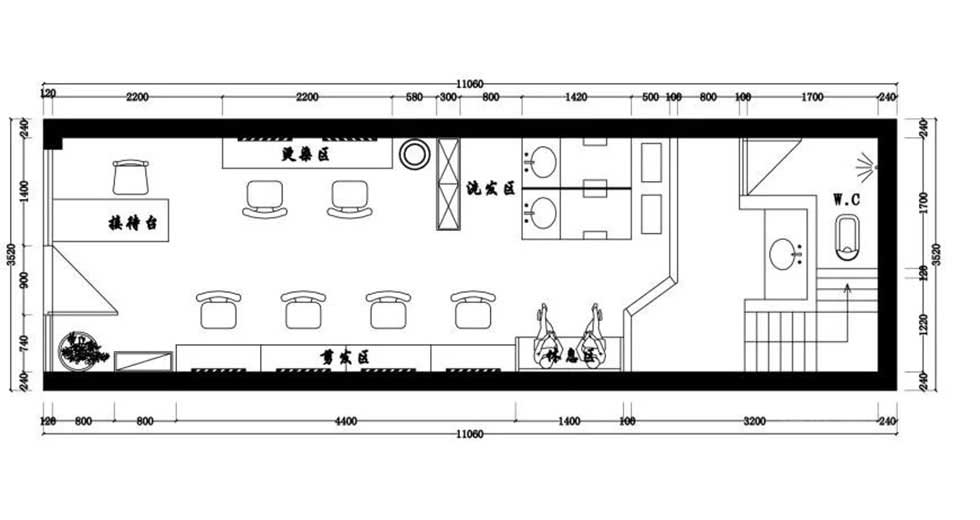 深圳龙华美发店平面布置图