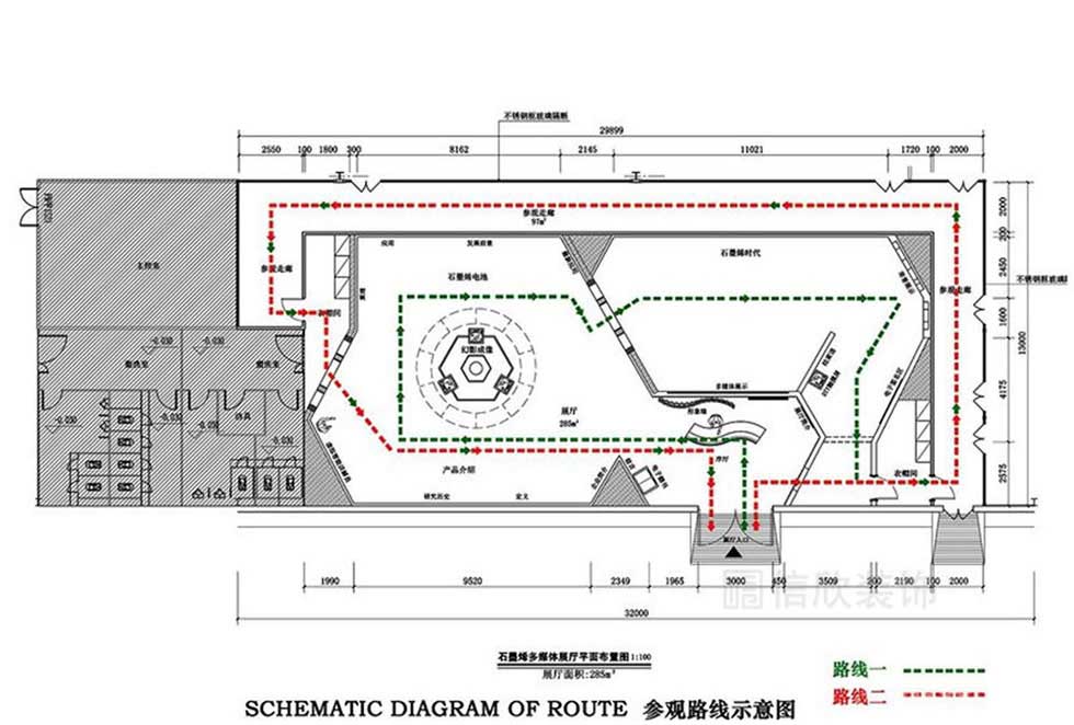 高科技企业展厅平面布置图