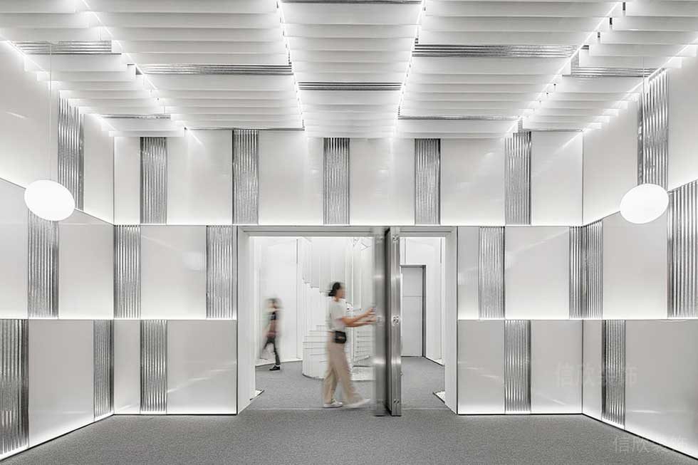 现代风格企业办公室廊厅艺术灯光效果图