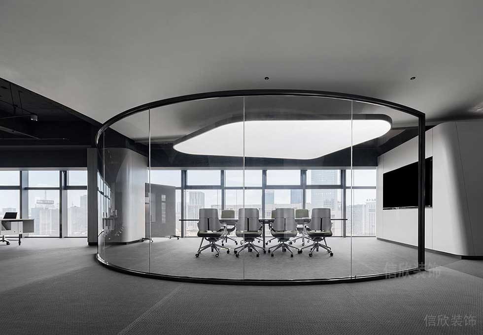信贷简约风格办公空间玻璃房会议室设计图
