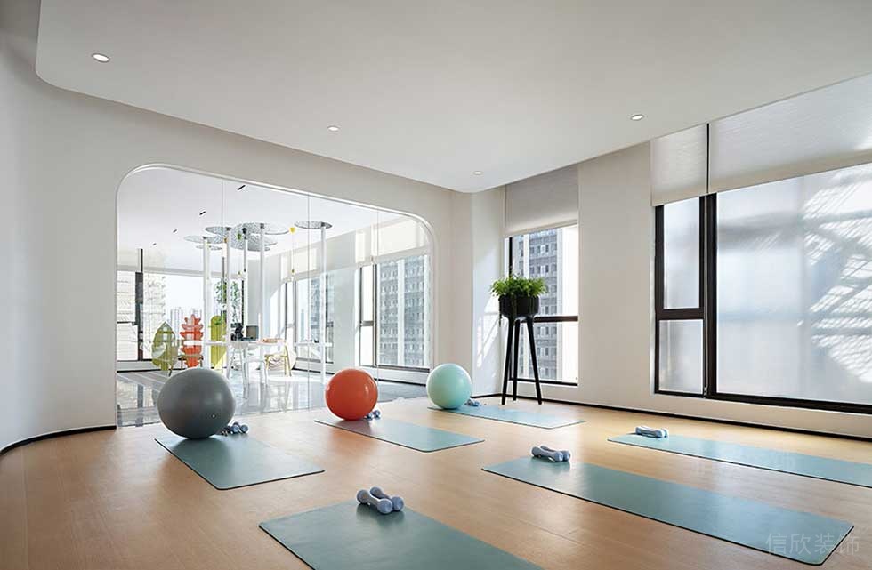 现代简约风格办公空间休闲瑜伽健身室设计图