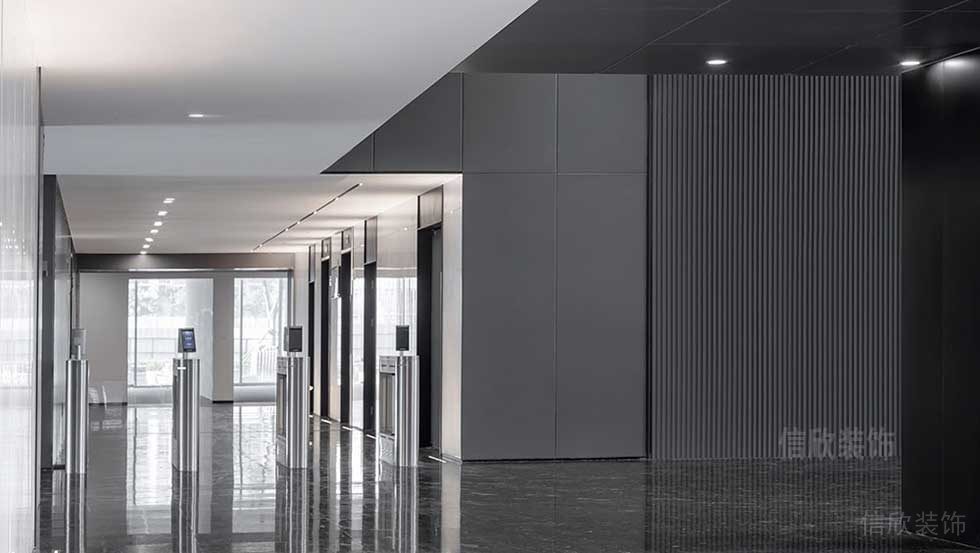 现代简约风格办公室电梯厅过道空间效果图