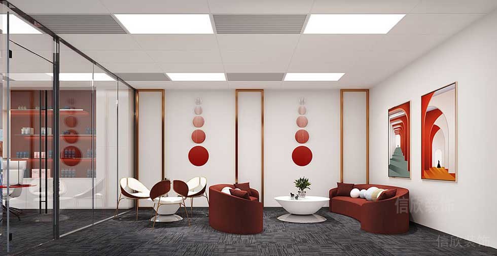 现代轻奢风办公空间休闲接待室设计图