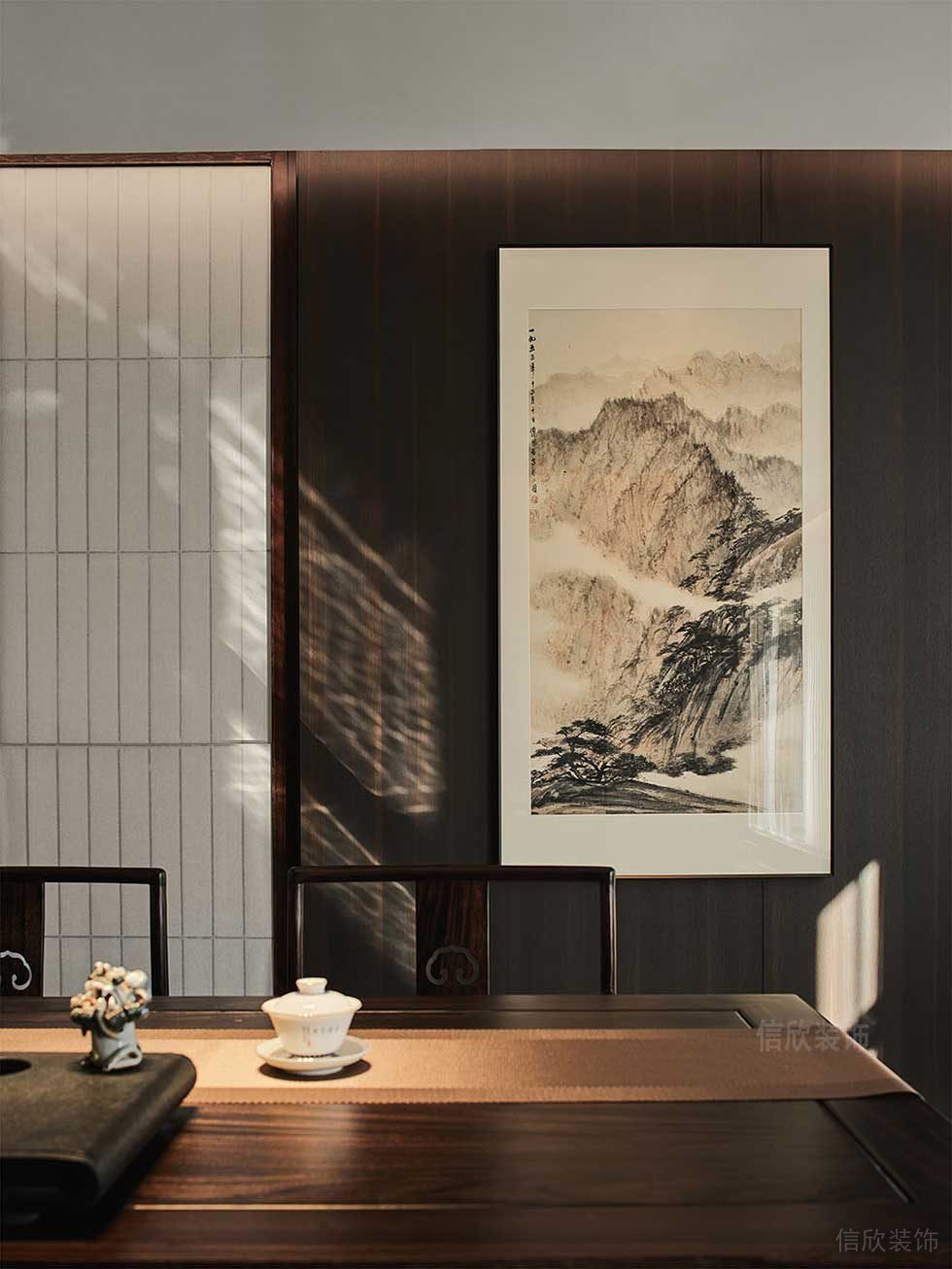 新中式风格办公空间装修案例茶室设计图