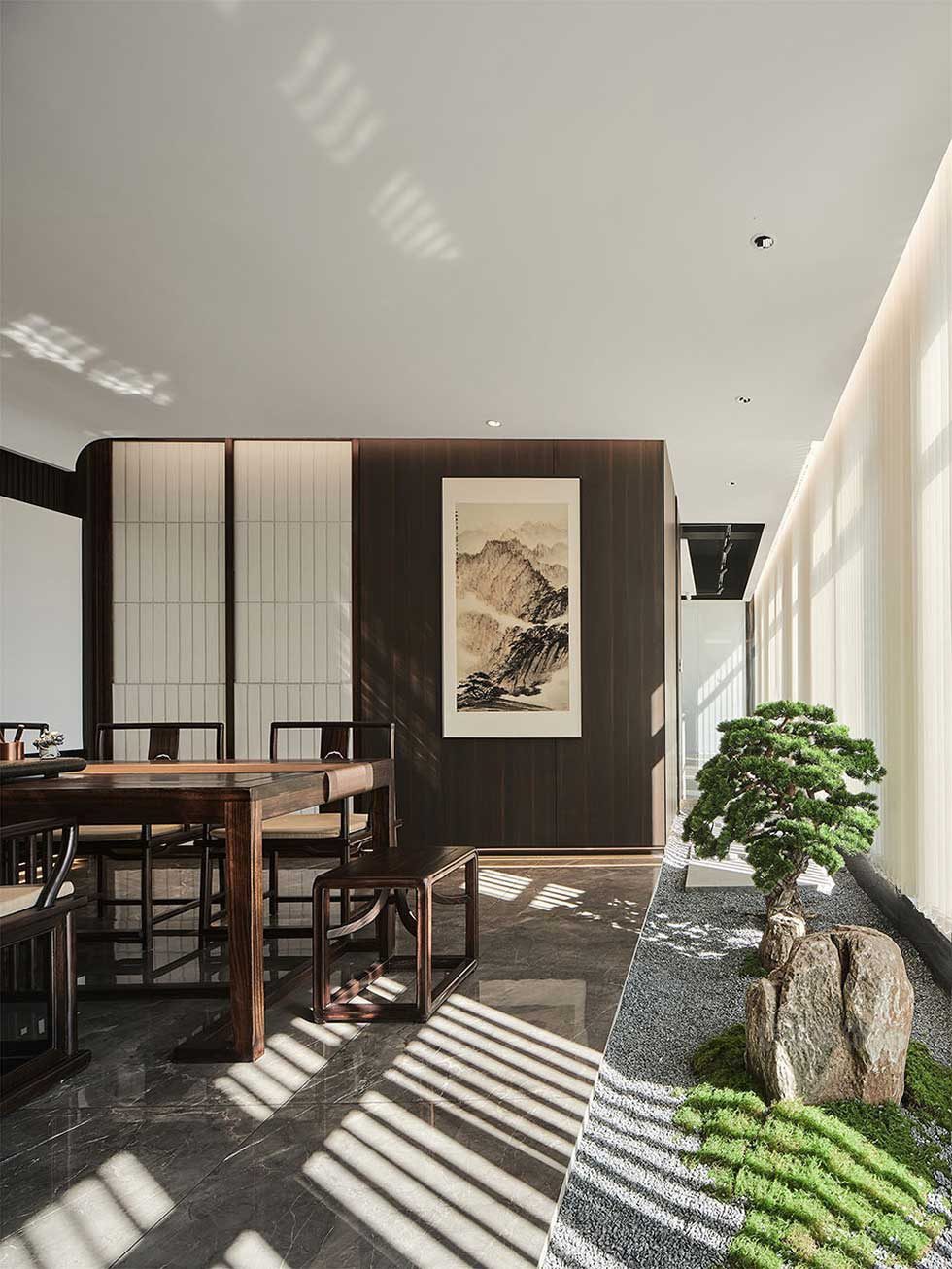 新中式风格商业机构办公空间茶室效果图