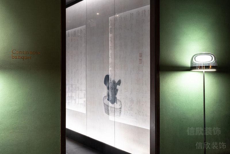 龙岗新中式风格餐厅装修设计效果图艺术文化墙