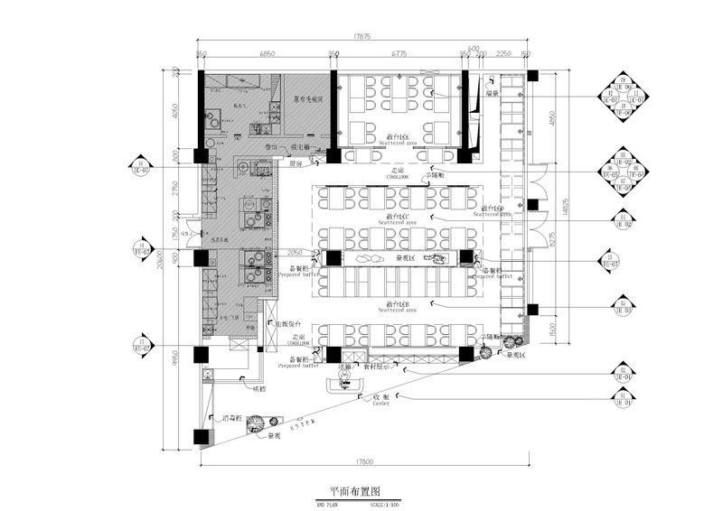 深圳南山餐饮店装修图平面布置图