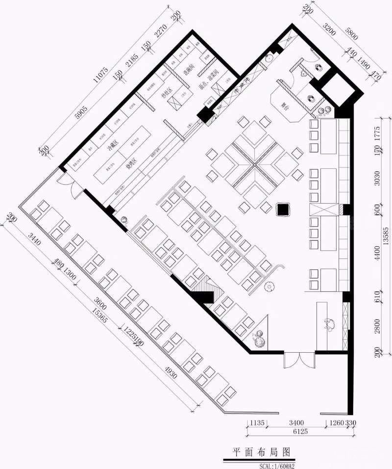 罗湖餐厅装修烧烤店设计效果图平面布置图