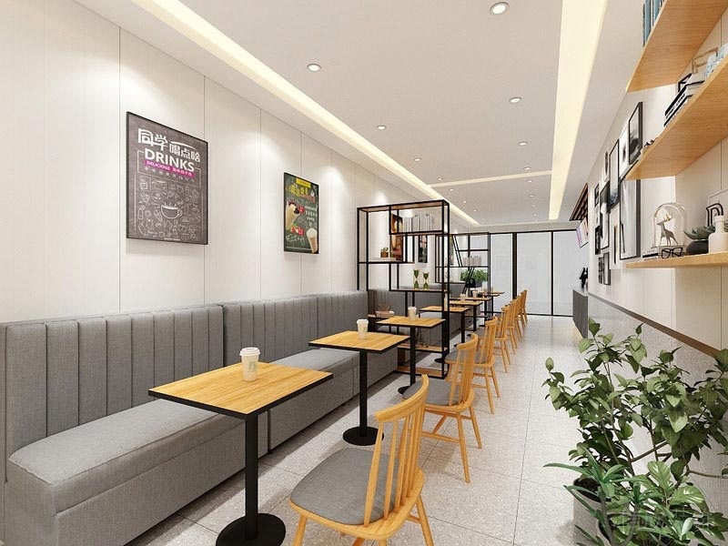 福田餐厅装修奶茶店设计效果图用餐区