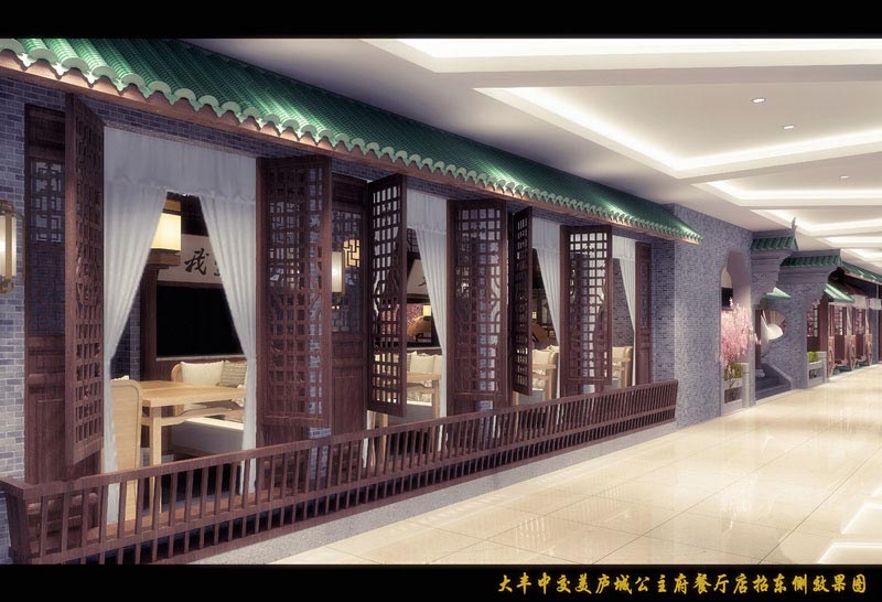 深圳盐田中式风格餐饮店装修图工艺细节