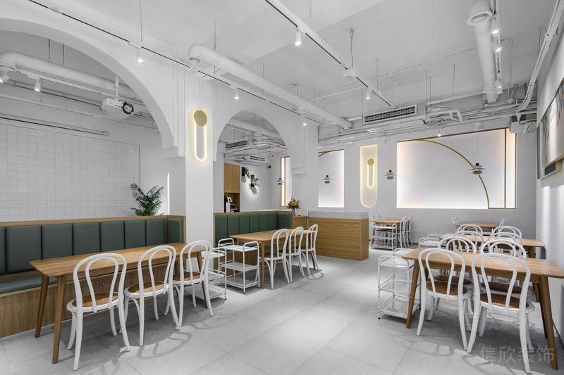 福田北欧风格餐厅装修火锅店设计效果图白色餐椅