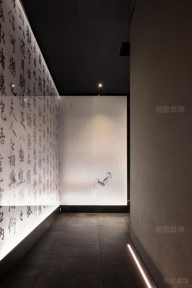 龙岗新中式风格餐厅装修设计效果图文化走廊