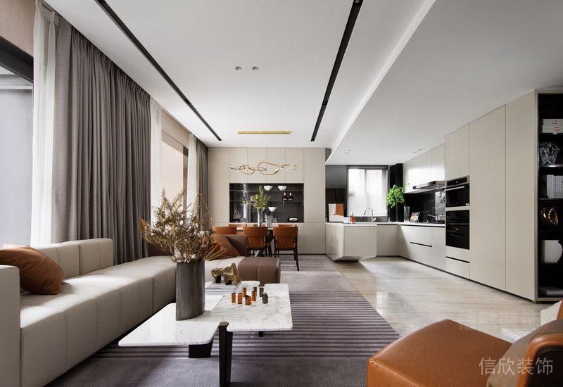 深圳龙华家庭新房全包装修方案一层起居室家具