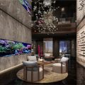 深圳龙岗现代中式风格餐厅装修设计休闲厅效果图