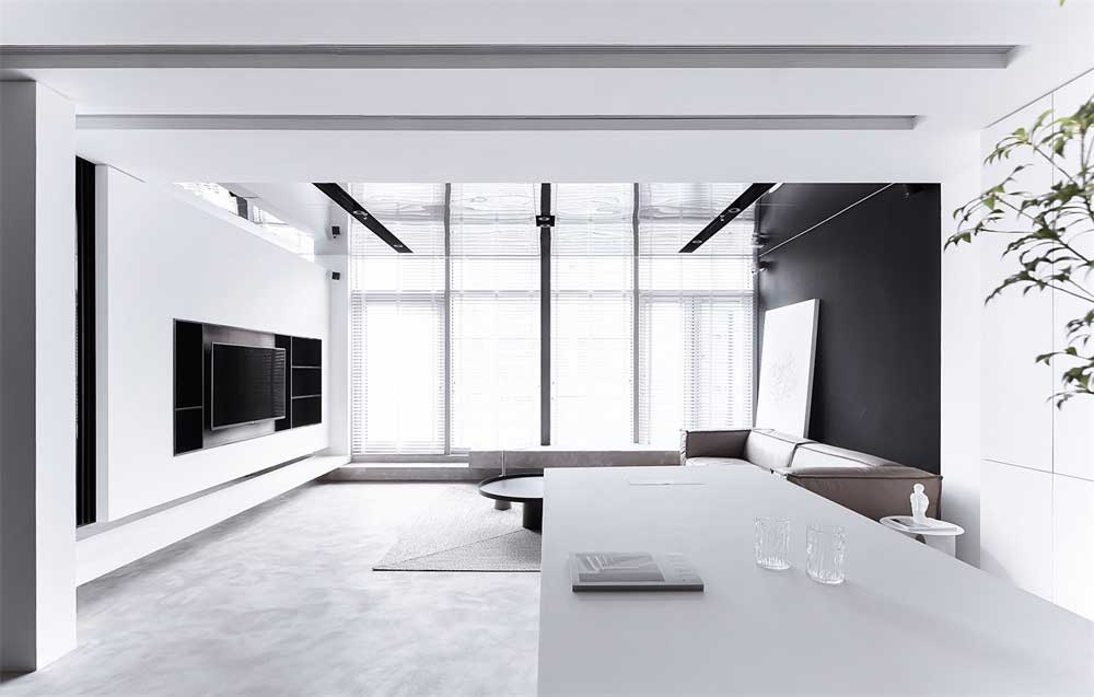 深圳现代简约风格黑白色调办公室设计装修——休息区