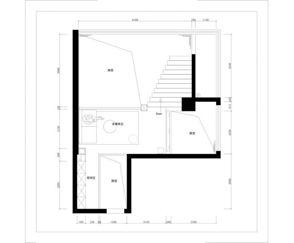 100平方公寓复式办公室平面图