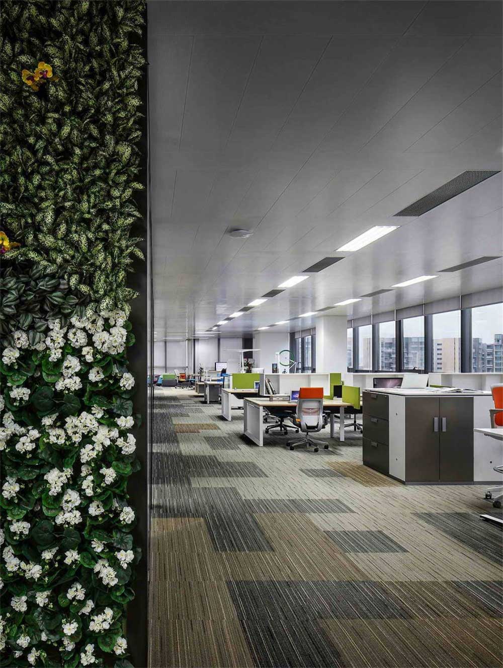 深圳福田500平方现代风格办公室装修办公区绿植装饰