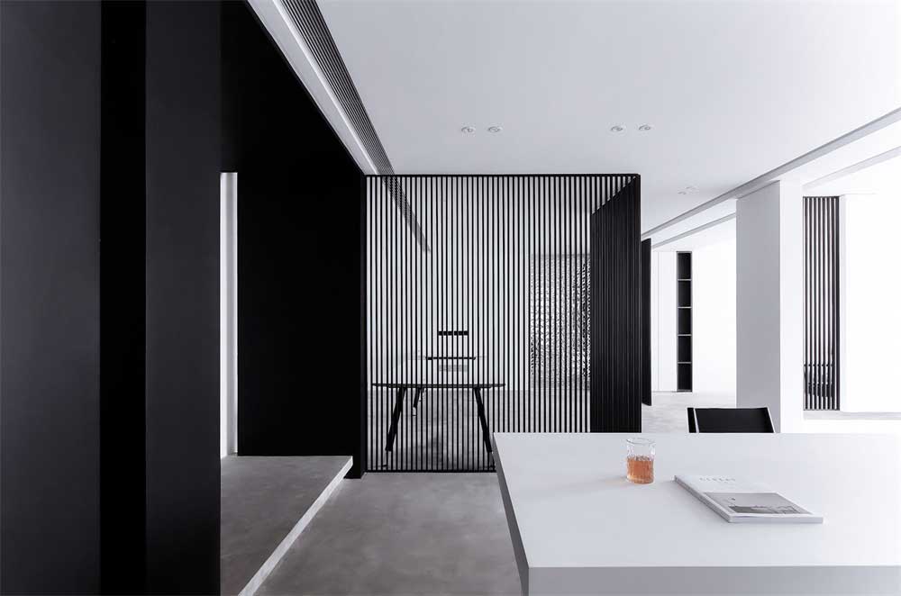 深圳现代简约风格黑白色调办公室设计装修——办公区