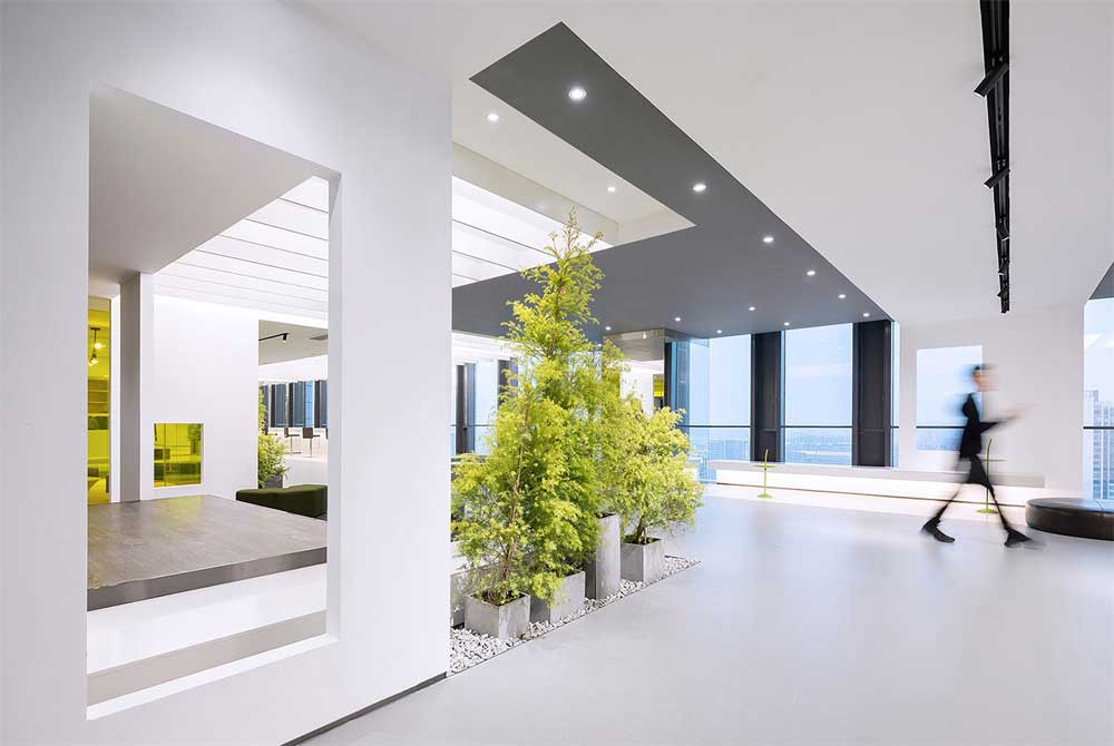 深圳龙岗区时尚白色简约办公室设计装修-大厅
