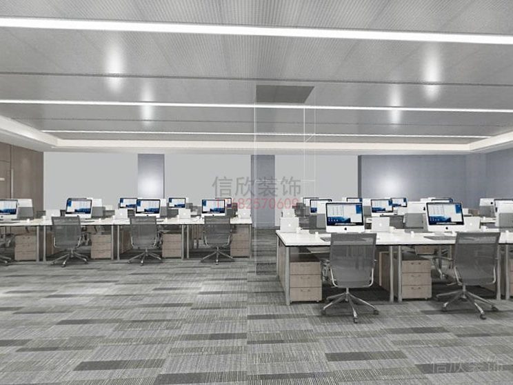 办公区地毯通铺天花吊顶装修设计效果图