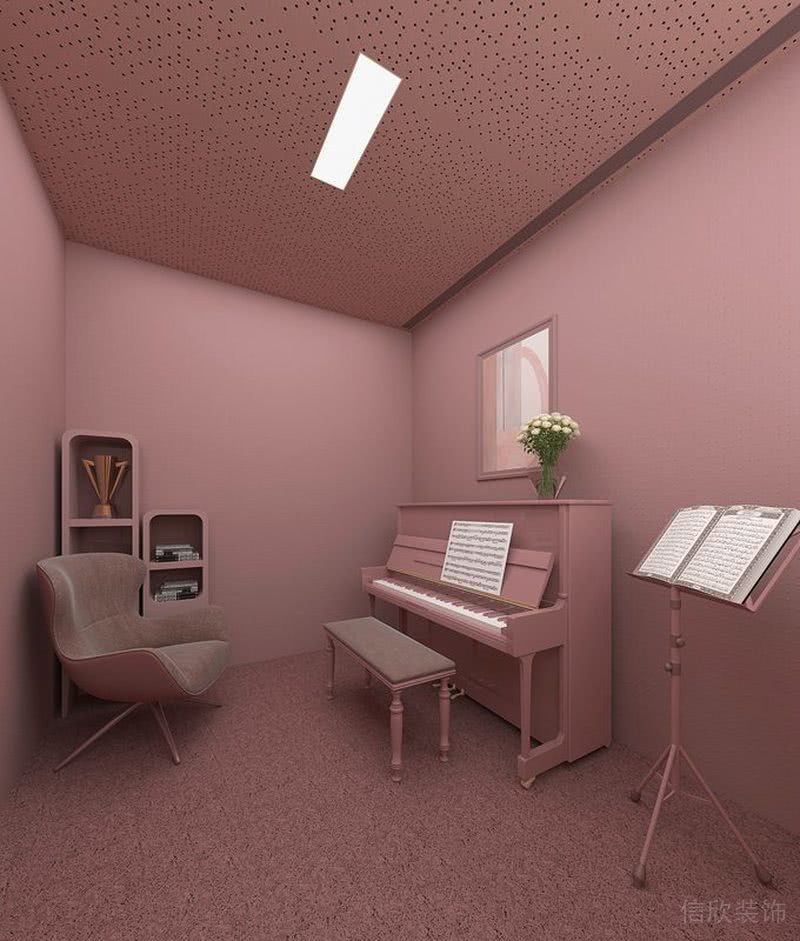 深圳爱思钢琴艺术学校粉色钢琴房装修设计