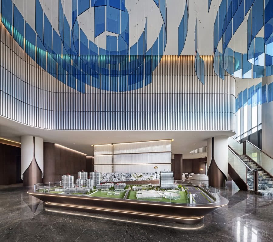 售楼处天花吊顶蓝色亚克力装饰