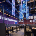 深圳罗湖九龙城现代科幻风烤鱼餐厅装修案例大厅效果图