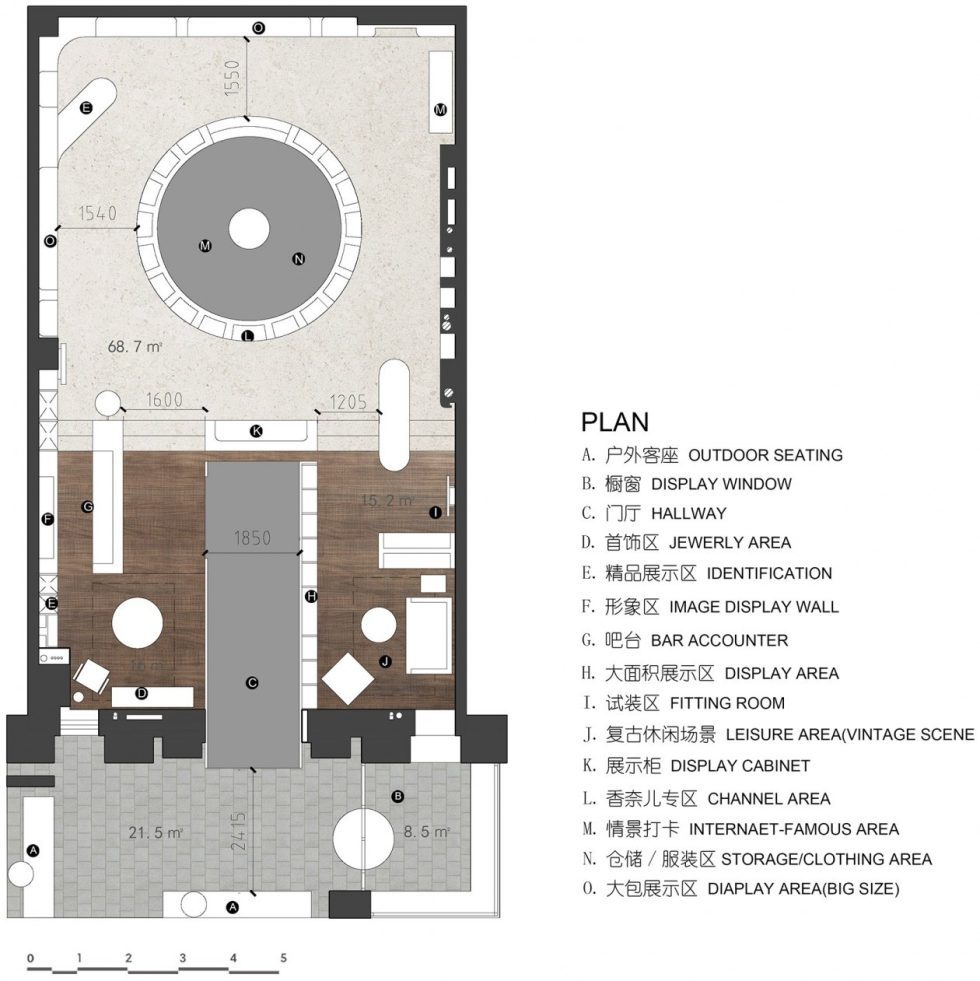 深圳市南山区科技园复古风中古商店装修设计平面图