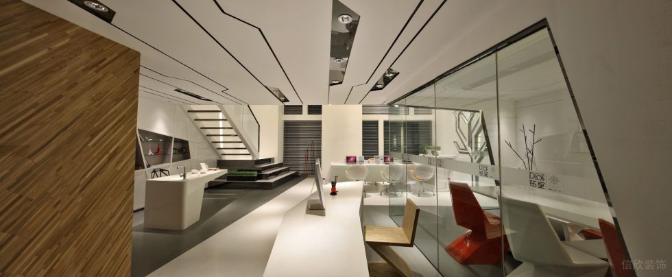 深圳宝安稻兴环球科创中心350平方米现代主义科幻风loft办公室装修案例水吧