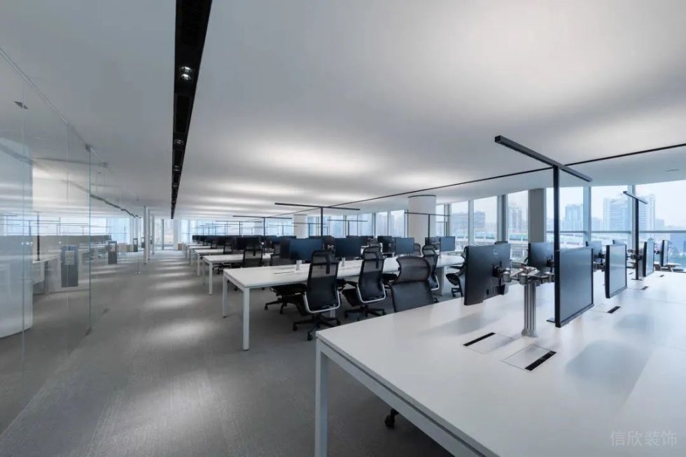 深圳宝安万庭大厦2000平方米现代主义简约风办公室装修案例综合办公厅效果图